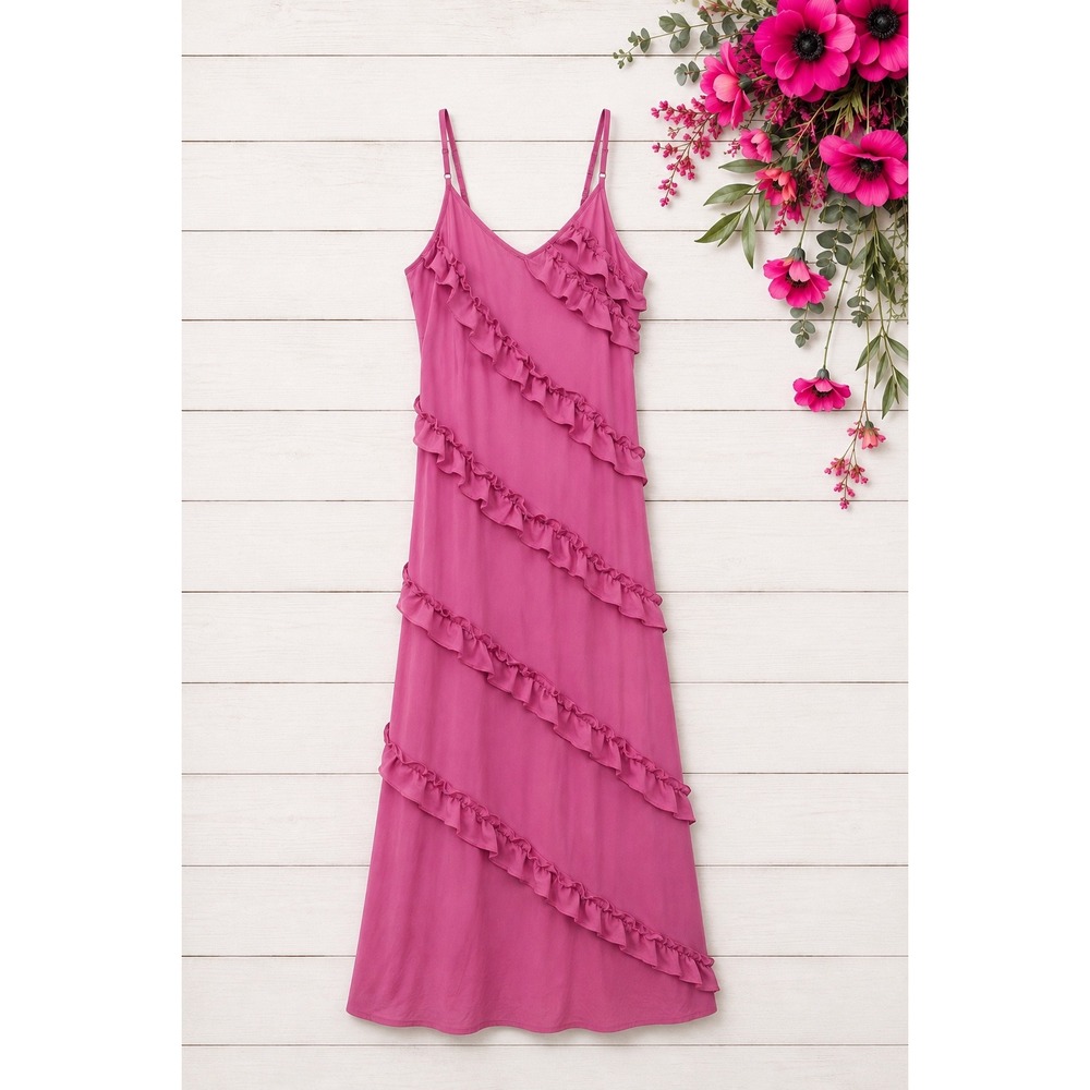 Pink Maxi Dress ‎ fairy Barbiecore party ruffle tiered dress